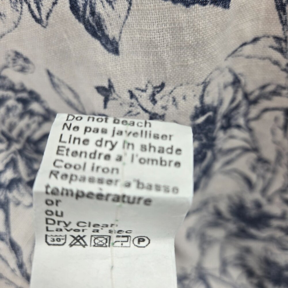 Terzo Millennio Cream Blue Made in Italy 100% Linen Short Sleeved Top Large - Picture 14 of 14